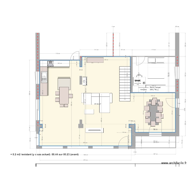 10 nestor bavoux- largeur sas. Plan de 1 pièce et 87 m2