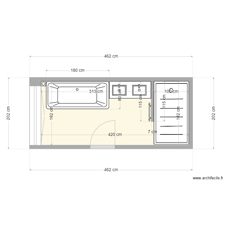 salle de bain du bas. Plan de 0 pièce et 0 m2