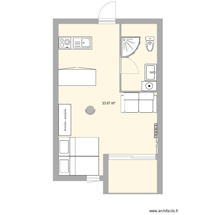 studio. Plan de 0 pièce et 0 m2