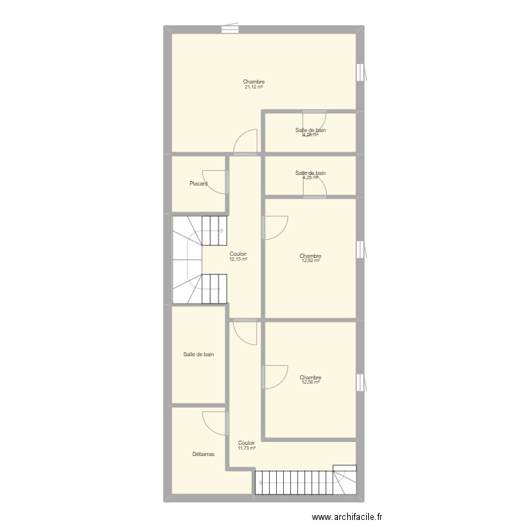 Etage 2, Cognac. Plan de 10 pièces et 95 m2