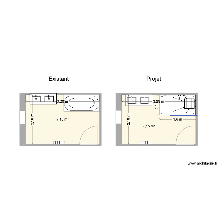 BARD René. Plan de 2 pièces et 14 m2