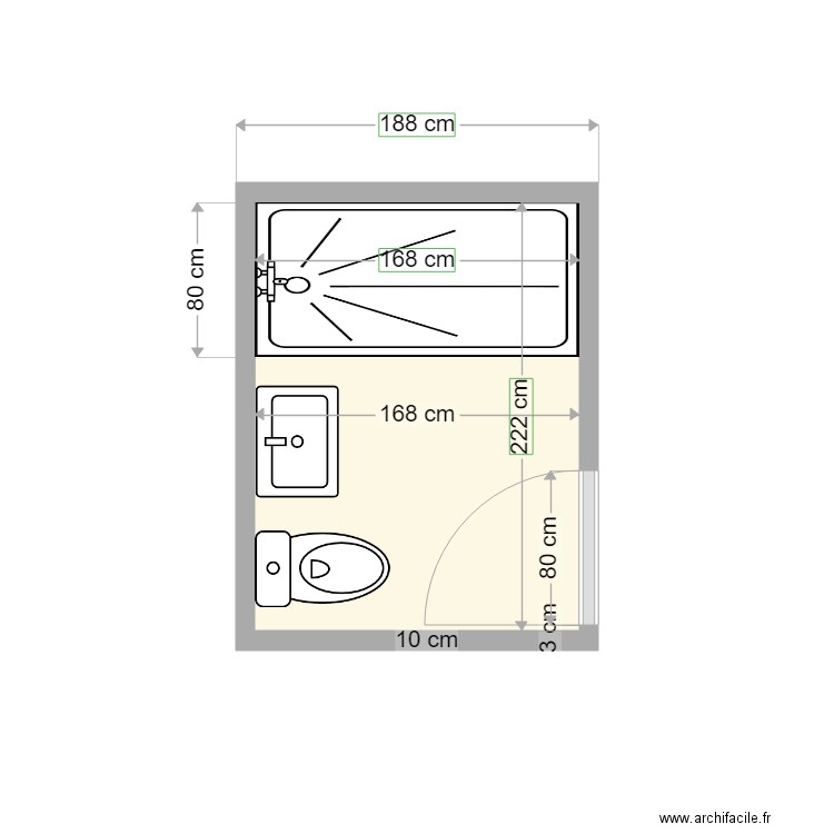 SALLE DE BA IN. Plan de 1 pièce et 4 m2