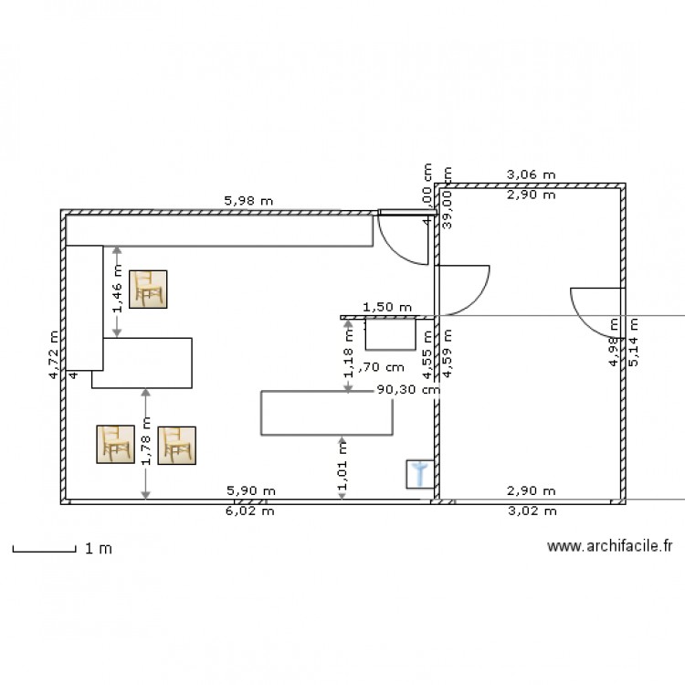 bureau médical meublé. Plan de 0 pièce et 0 m2