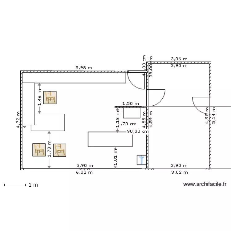 bureau m&eacute;dical meubl&eacute;. Plan de 