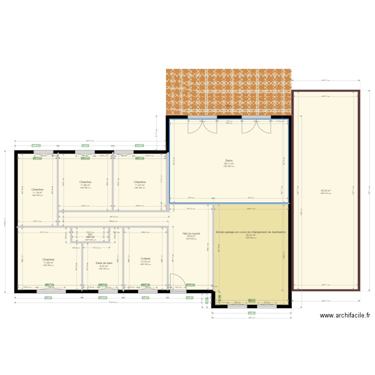 projet garage. Plan de 11 pièces et 209 m2