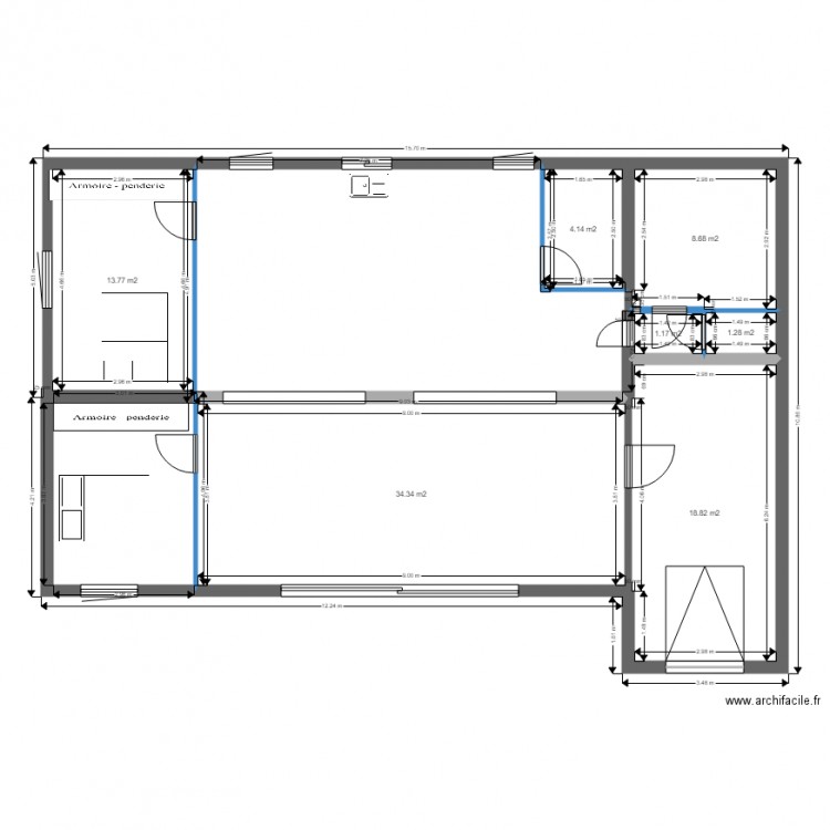 CHESSA. Plan de 7 pièces et 82 m2