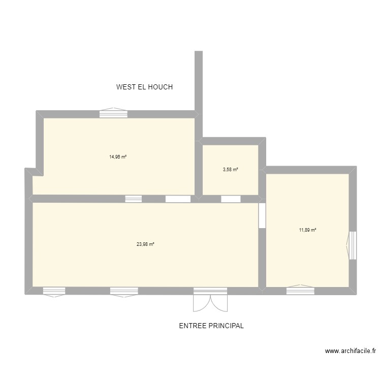 Djerba 2023 Initial. Plan de 4 pièces et 54 m2