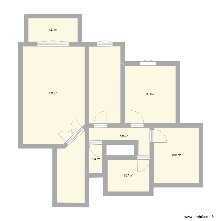 T3 QUENTIN JULIE. Plan de 7 pièces et 60 m2