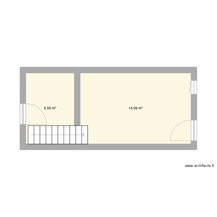 base. Plan de 2 pièces et 22 m2
