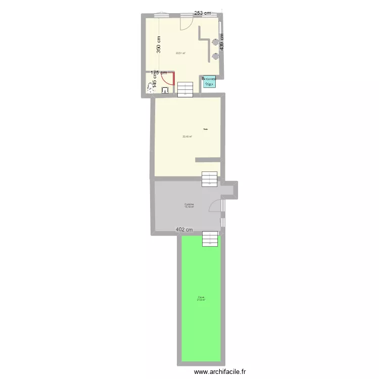 magasin avec extension. Plan de 