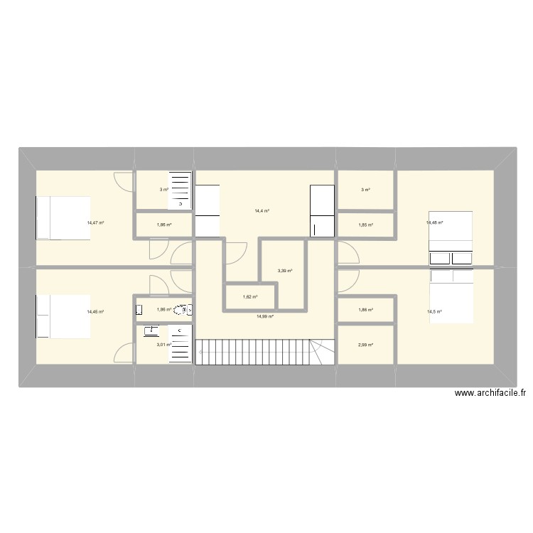 projet santilly grange etage plomberie. Plan de 16 pièces et 112 m2