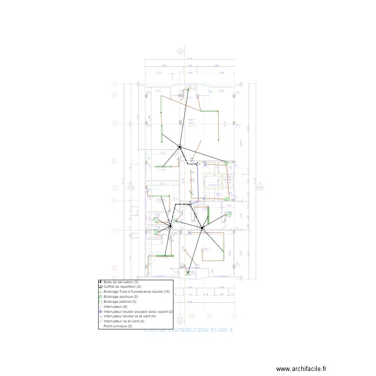 Eclairage Etage 4. Plan de 0 pièce et 0 m2