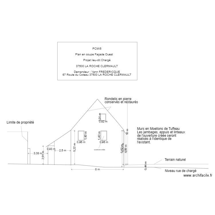 Façade Ouest. Plan de 0 pièce et 0 m2