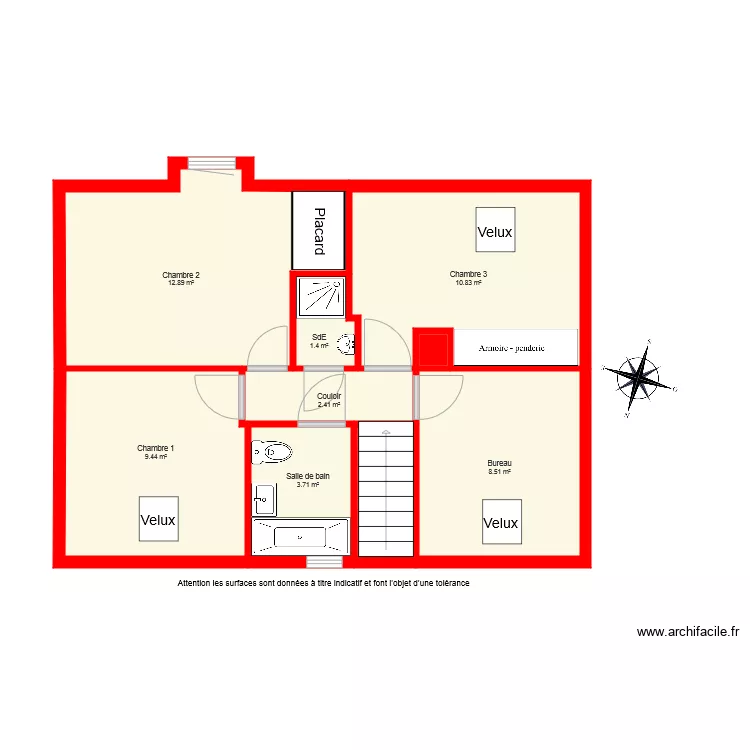 BI 4833 &eacute;tage cot&eacute;. Plan de 