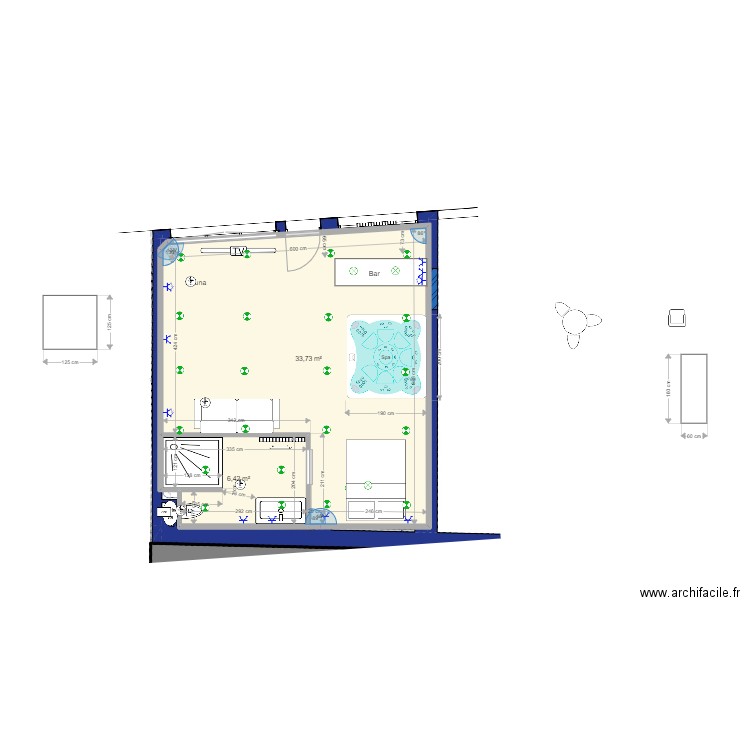 colinne. Plan de 4 pièces et 81 m2