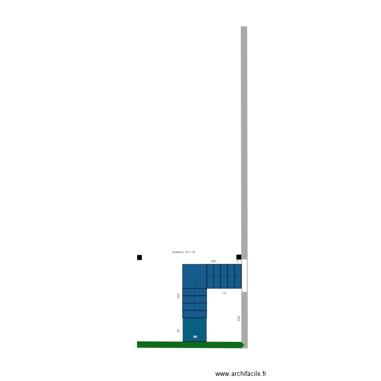 Escalier quart tournant. Plan de 0 pièce et 0 m2