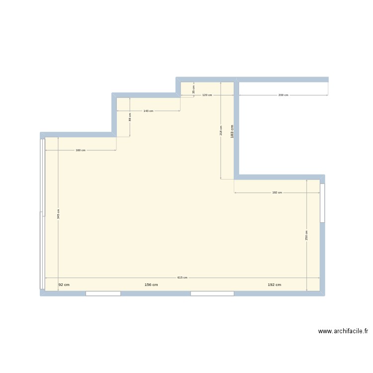 NIV  living. Plan de 1 pièce et 22 m2