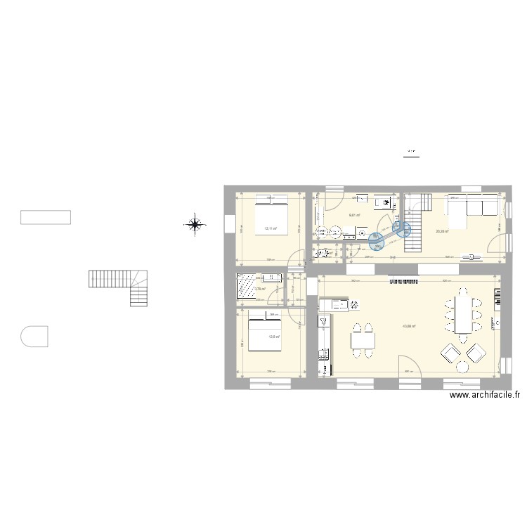 sausseyRDCprojetAurelien V5. Plan de 7 pièces et 104 m2