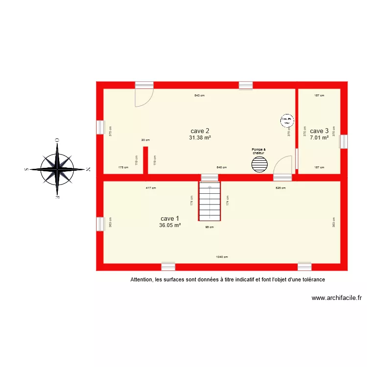 BI 5297 caves cot&eacute;s. Plan de 