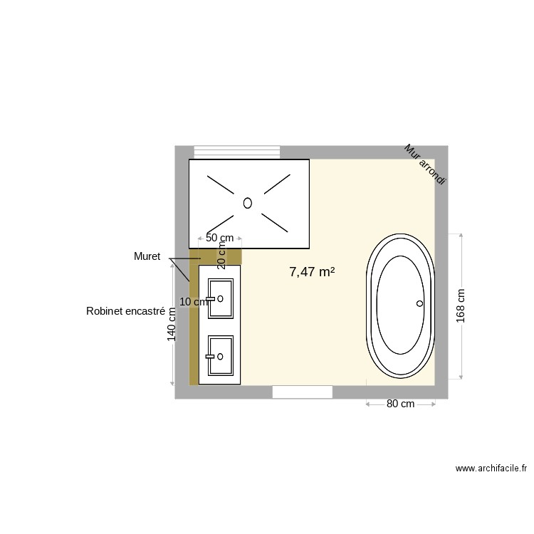 SDB Parentale Vue de dessus. Plan de 0 pièce et 0 m2