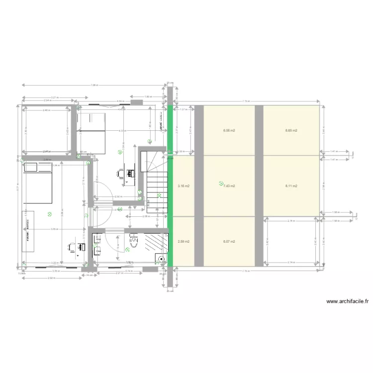 grange maison 2bis. Plan de 