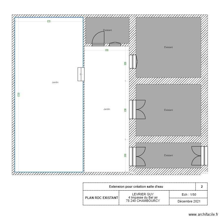 Extension SDB existant final 20122021. Plan de 12 pièces et 162 m2