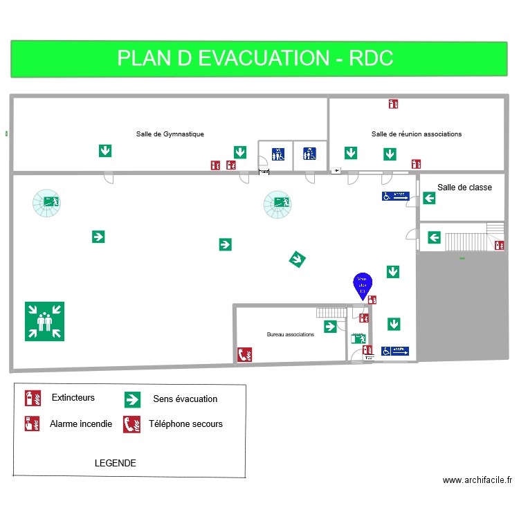 Ecole Bienheureux Abbé Fouque RDC - sécurité. Plan de 9 pièces et 569 m2