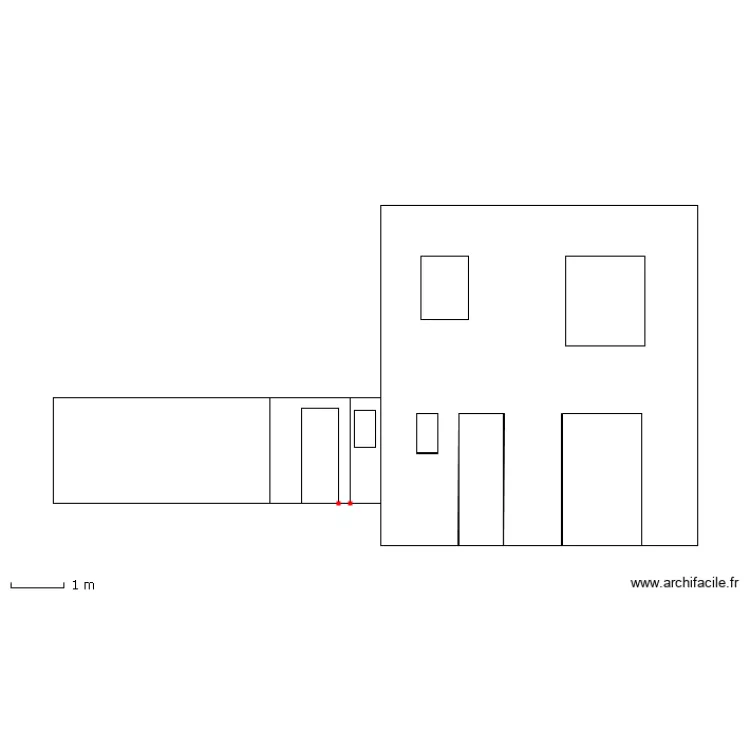 Facade arriere actuelle vierge. Plan de Facade arriere actuelle vierge. Plan de
