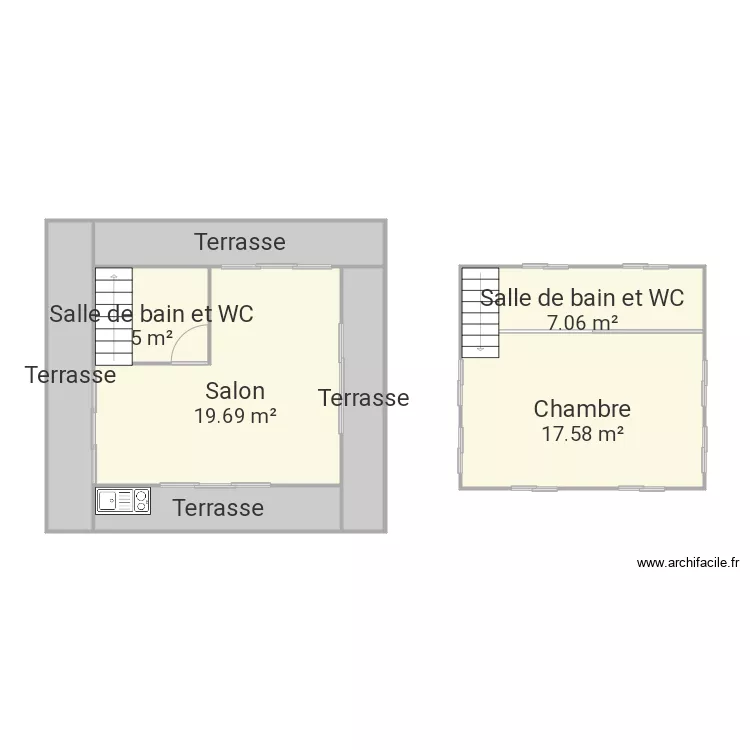 Bungalow 25m2. Plan de Bungalow 25m2. Plan de