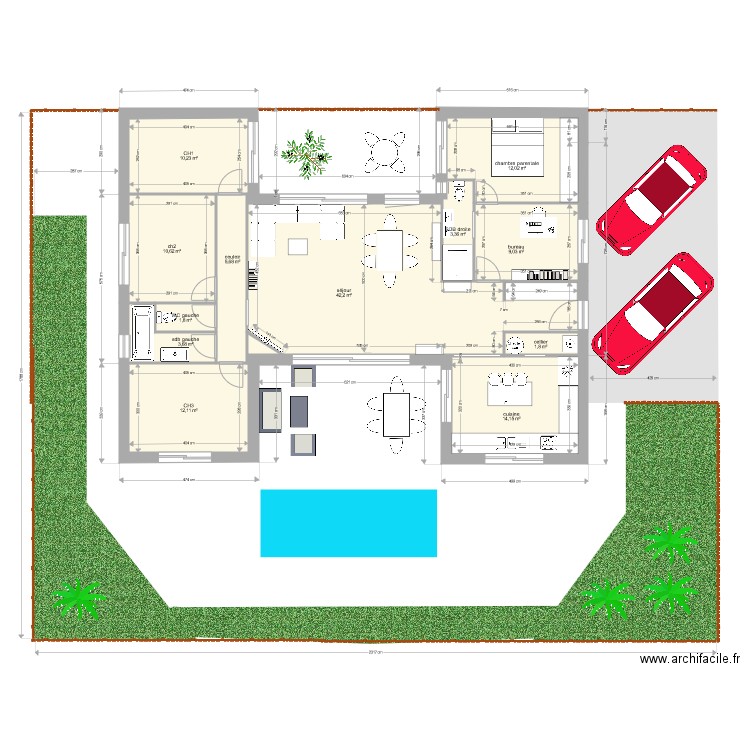 portiragnes. Plan de 13 pièces et 127 m2