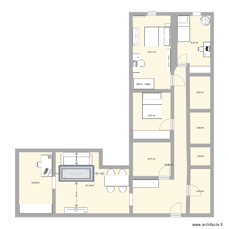 maison place du marché. Plan de 11 pièces et 103 m2