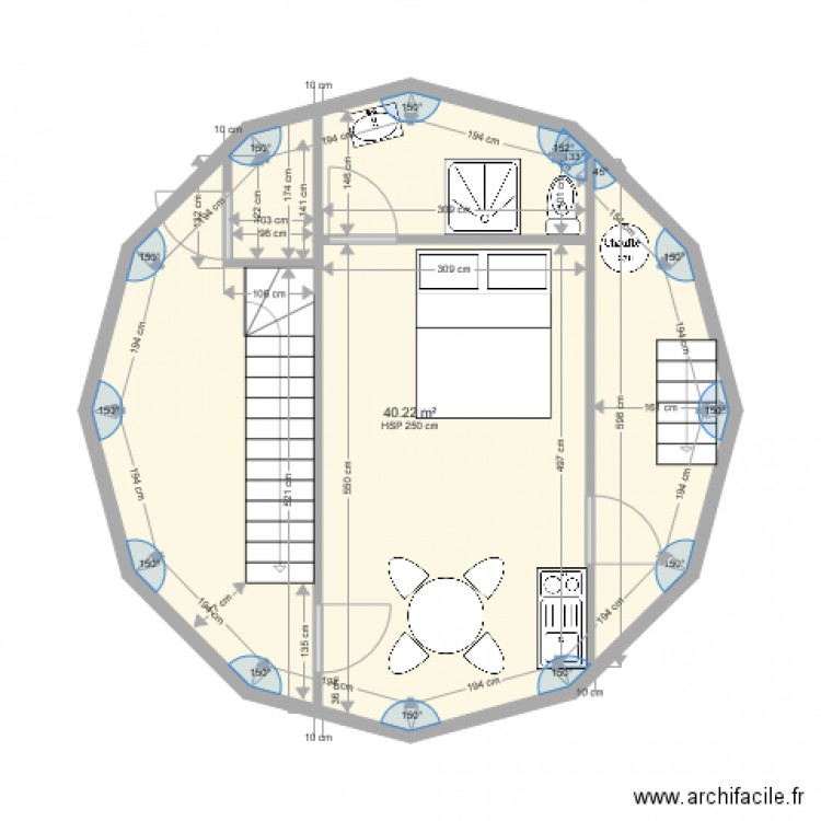 chambre ronde. Plan de 0 pièce et 0 m2
