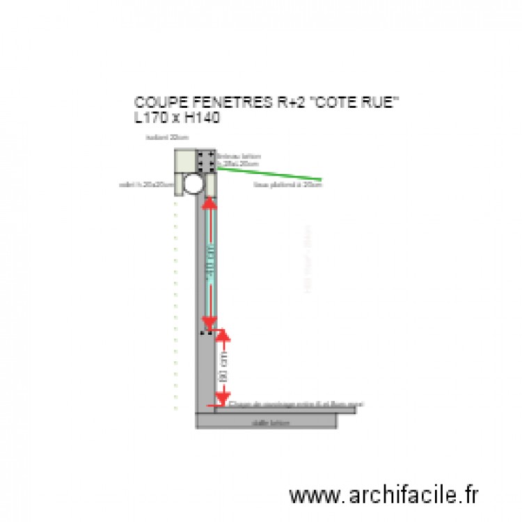 coupe fenetre R2 L170  H140. Plan de 0 pièce et 0 m2