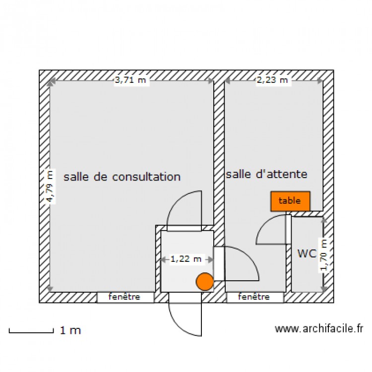 cabinet Me Sari-Leret avec obstacles (existant). Plan de 0 pièce et 0 m2
