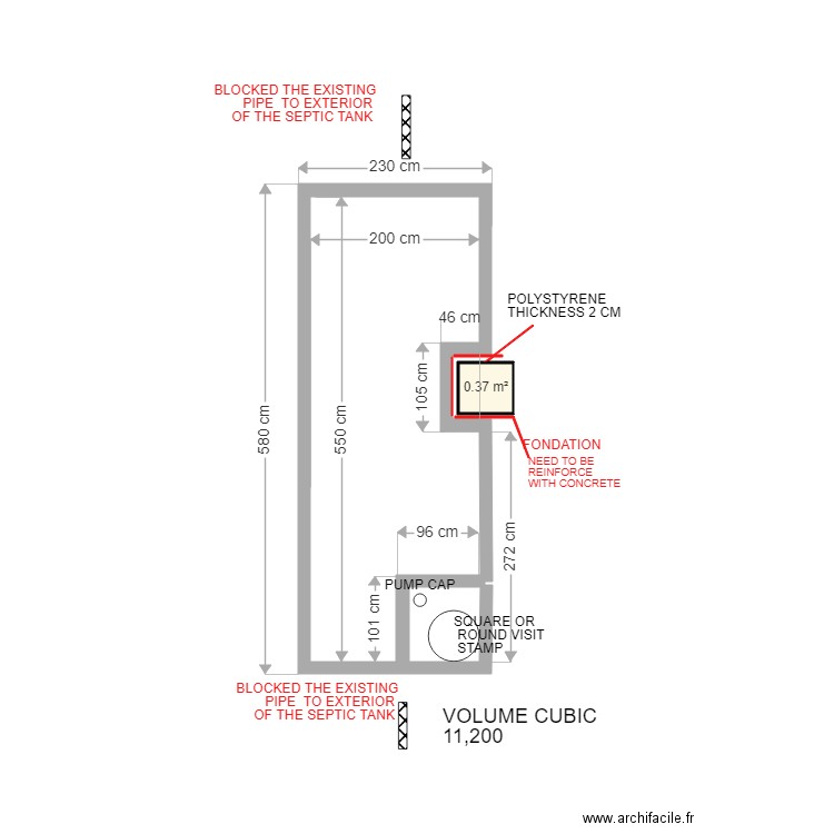 2023-3-21-DEF-SEPTIQUE LONGUE VUE DESSUS. Plan de 1 pièce et 0 m2