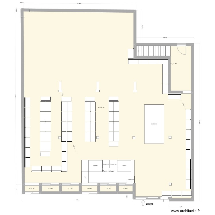 Ravine Glissante avec caisse centrale & Légume à droite. Plan de 8 pièces et 290 m2