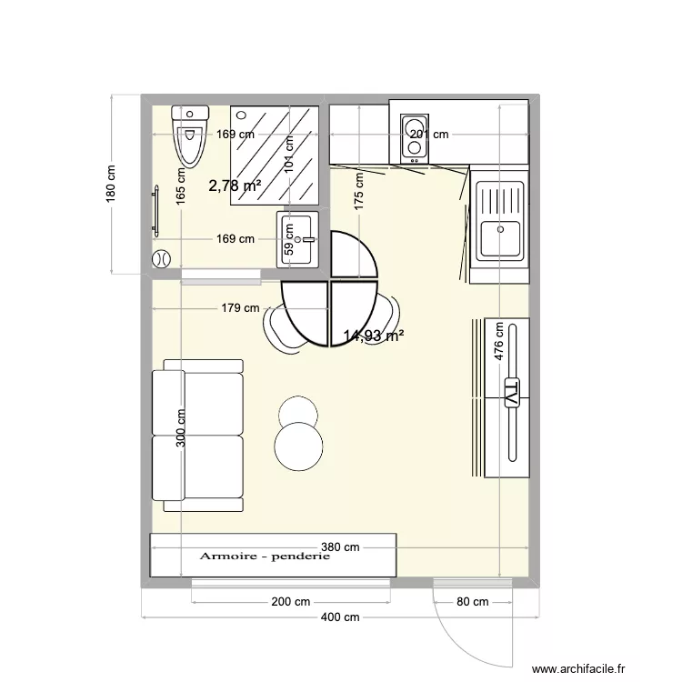 studio. Plan de 