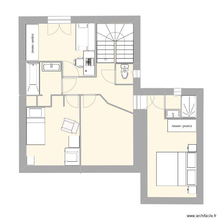 MAISON Etage BIS. Plan de 6 pièces et 54 m2