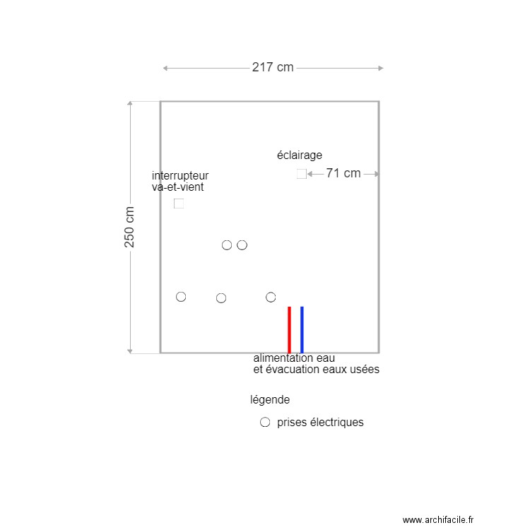 mur cuisine. Plan de 0 pièce et 0 m2