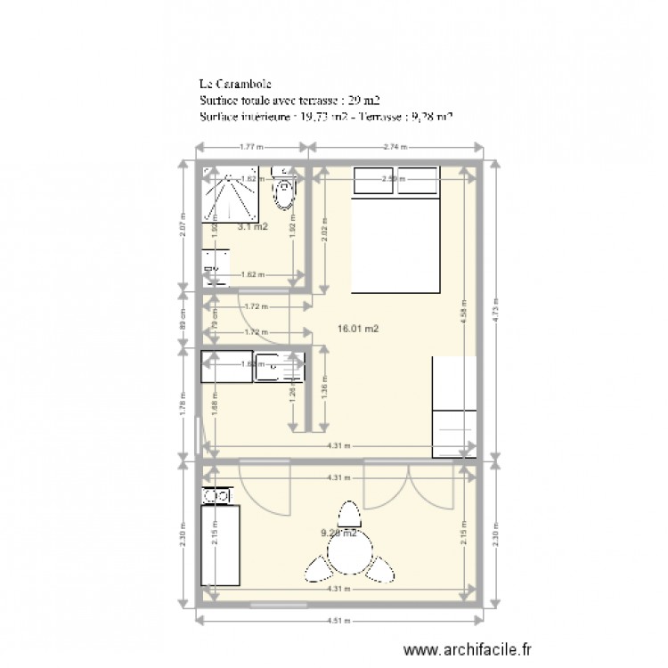 Carambole. Plan de 0 pièce et 0 m2