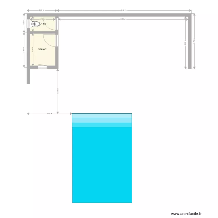 pool house piscine. Plan de 