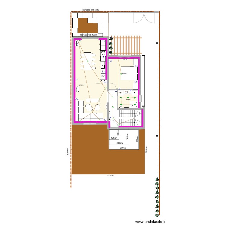 LEROUX marches-terrasses1. Plan de 3 pièces et 56 m2