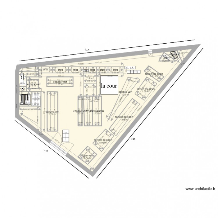 roka. Plan de 22 pièces et 64 m2