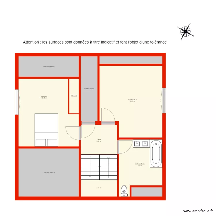 BI 1309 &eacute;tage non c&ocirc;t&eacute;. Plan de 