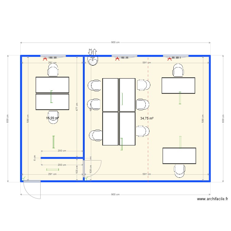 Equans Ecluse. Plan de 2 pièces et 52 m2