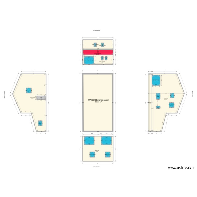 Elévations SAOUD. Plan de 25 pièces et 369 m2