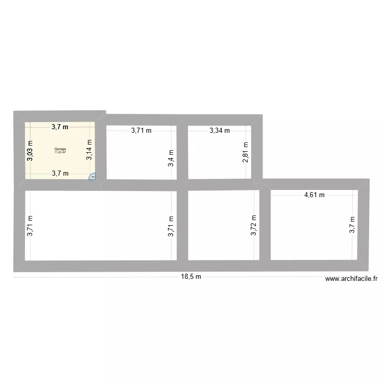 Maison. Plan de 1 Pièce et 11 m²