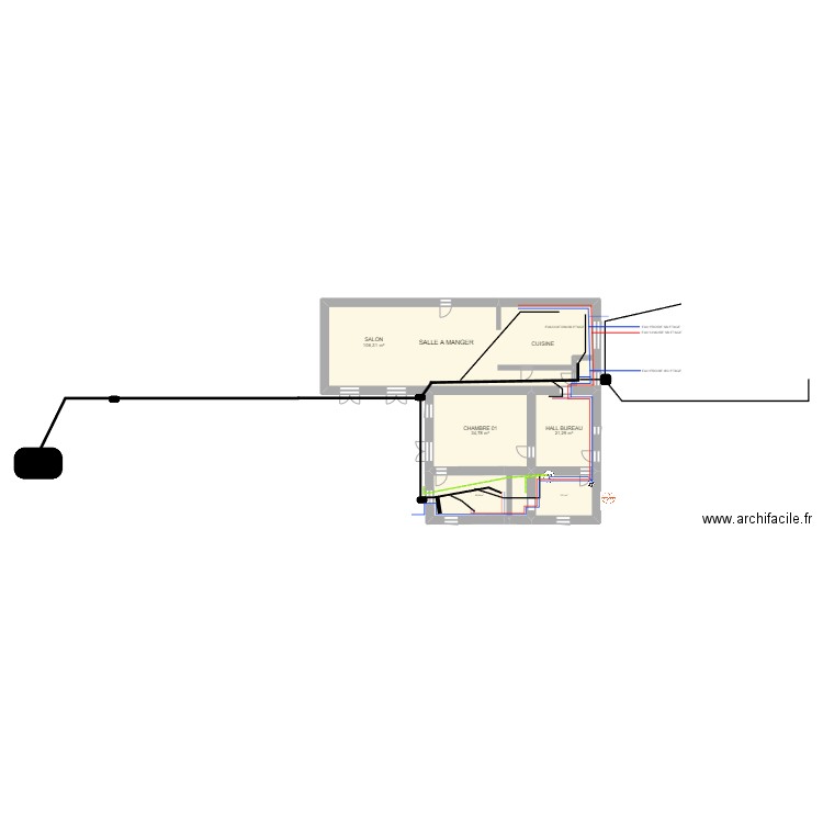 maison clarac evacuation+EAU RDC. Plan de 5 pièces et 193 m2