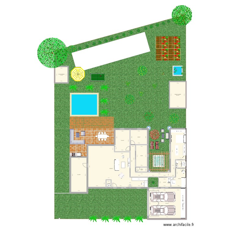 Maison_ext2. Plan de 15 pièces et 245 m2
