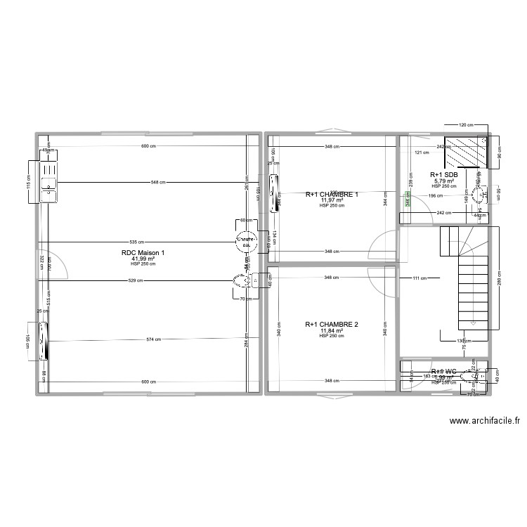 RDC R+1 . Plan de 0 pièce et 0 m2